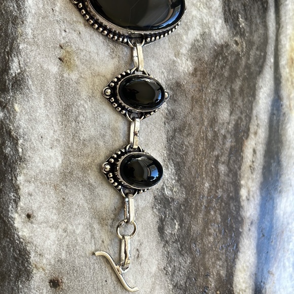 NWT 925 Silver Black Onyx 7” Bracelet- The Protection Stone - Picture 7 of 9